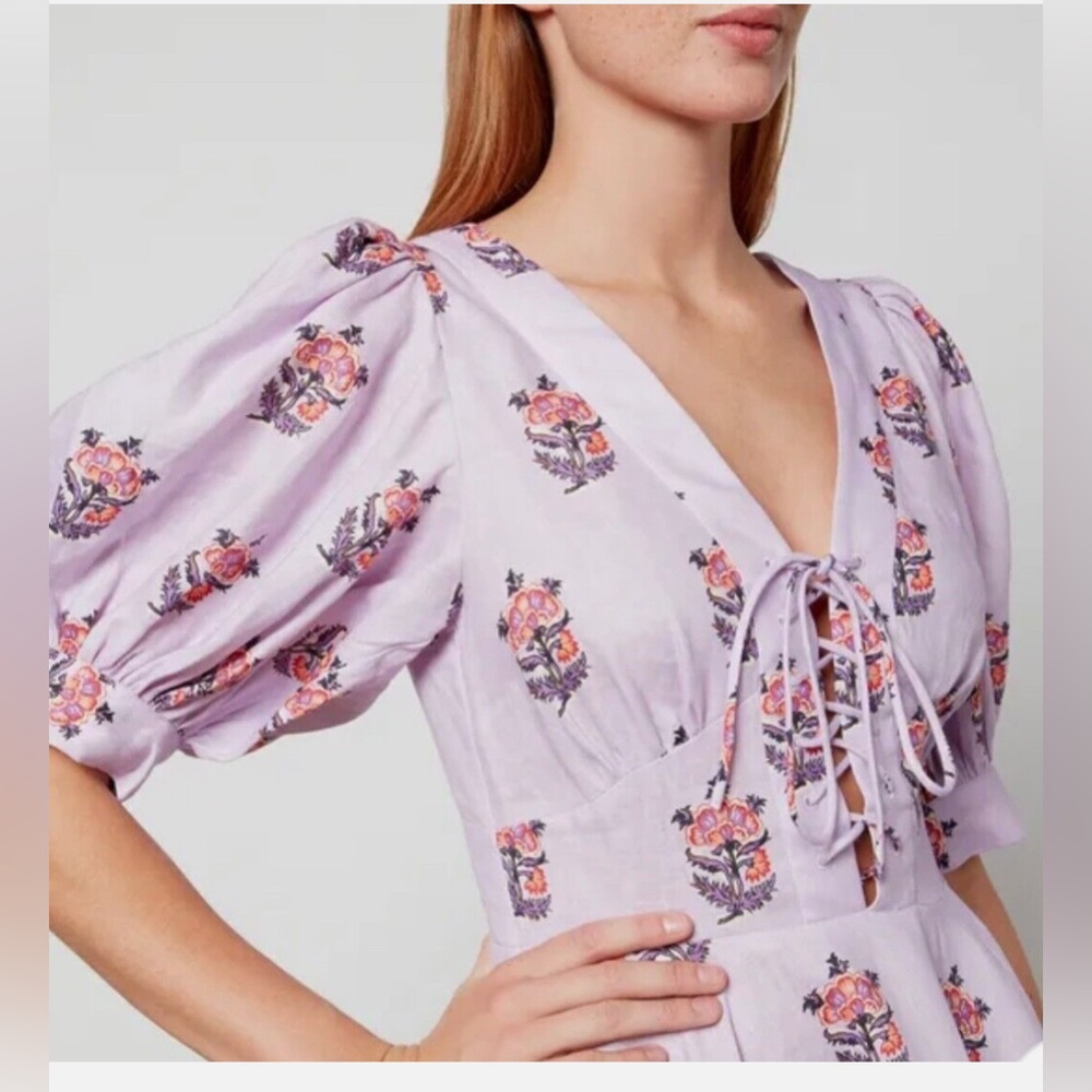 Floral Lace-Up Dress in Lavender - Picture 2 of 7